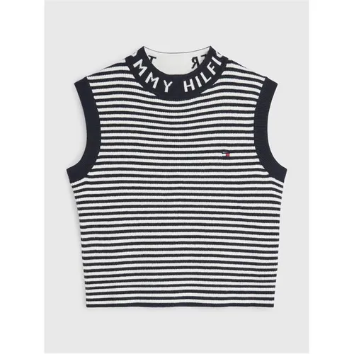 Tommy Hilfiger Branded Ribbed Sleeveless Top - Blue