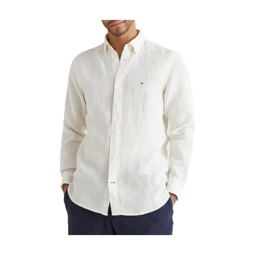 Tommy Hilfiger , Breathable Linen Shirt ,White male, Sizes: