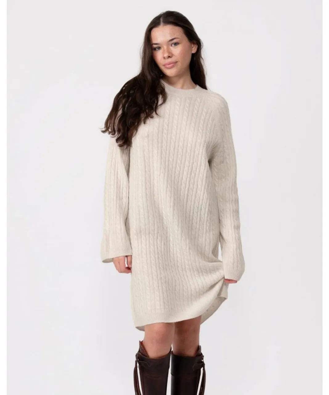 Tommy Hilfiger Cable Knit Womens Sheer Jumper Dress - Cream