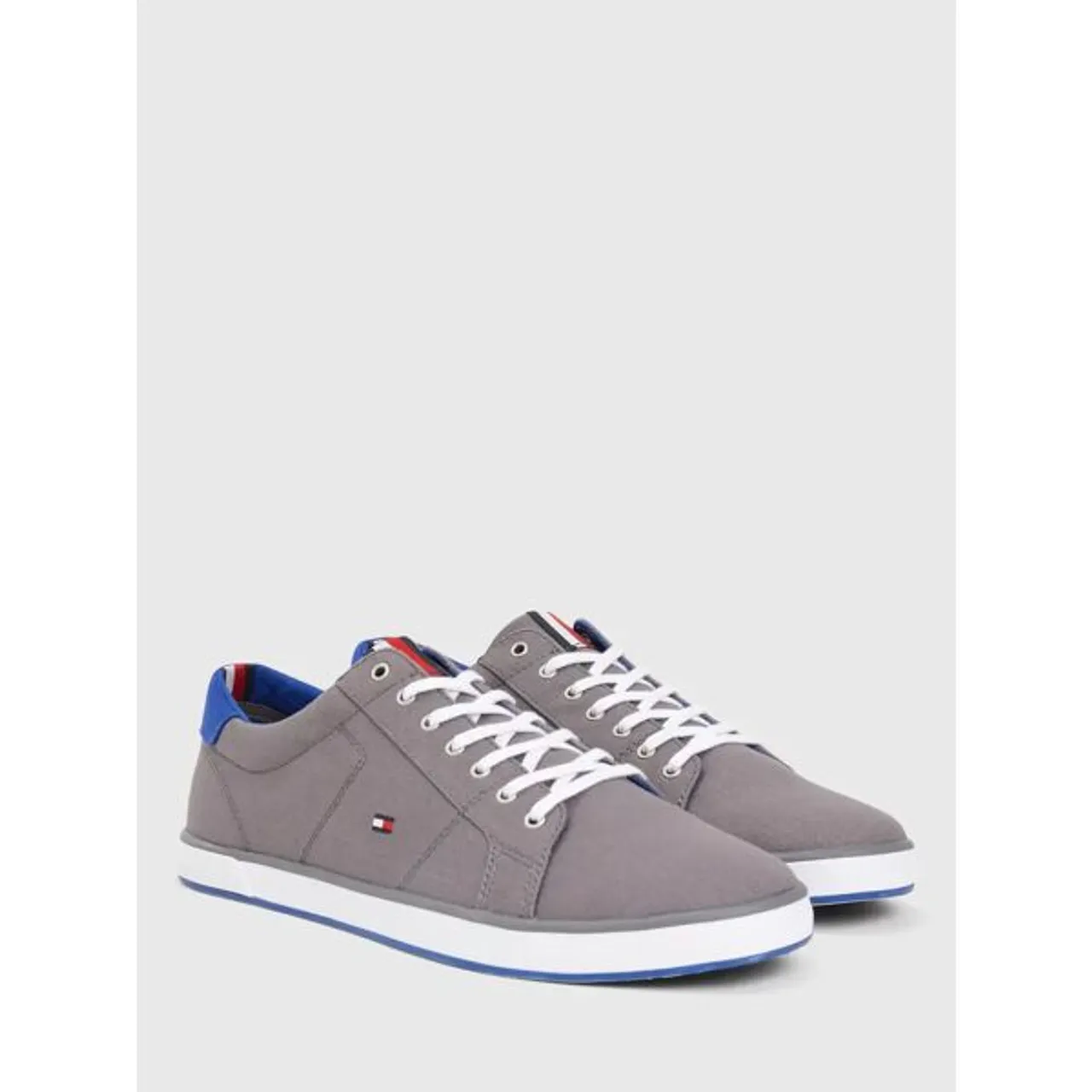 Tommy Hilfiger Canvas Lace-Up Trainers - Steel Grey - Male