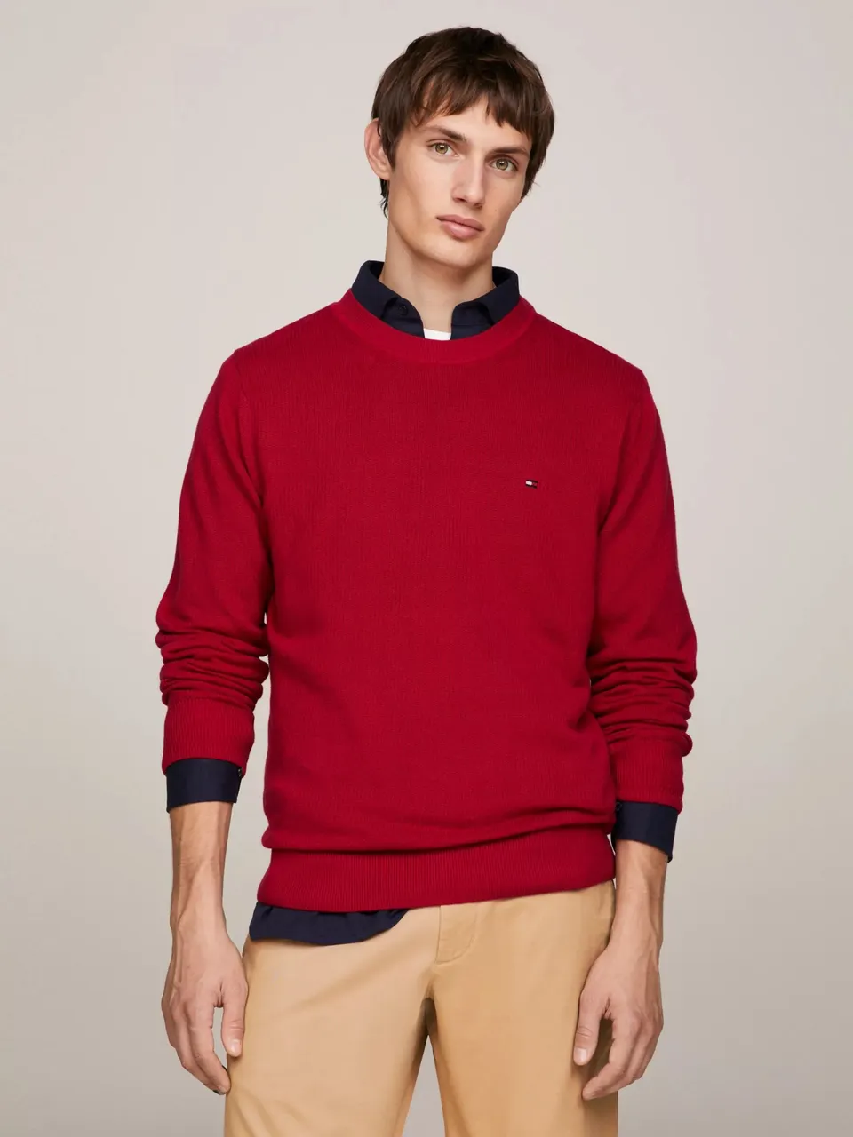 Tommy Hilfiger Chain Ridge Structure Jumper - Red - Male