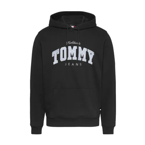 Tommy Hilfiger , Classic Black Varsity Sweatshirt ,Black male, Sizes: