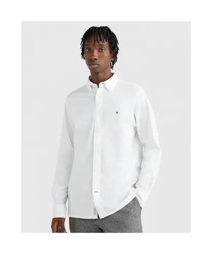 Tommy Hilfiger Core 1985 Flex Mens Long Sleeve Oxford Shirt - White Cotton