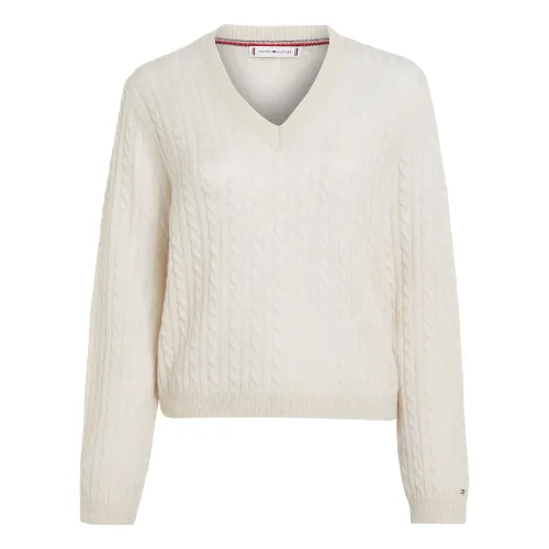 Tommy Hilfiger , Cream Sweaters ,Beige female, Sizes: