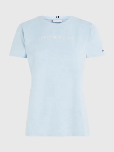 Tommy Hilfiger Curve Organic Cotton Logo T-Shirt, Breezy Blue Heather - Breezy Blue Heather - Female