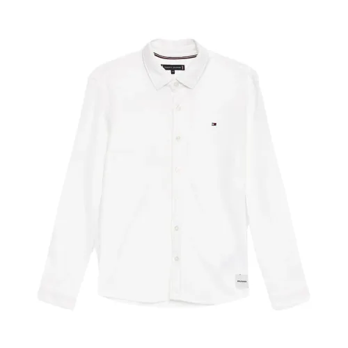 Tommy Hilfiger , Elegant and Dynamic Embroidered Shirt ,White male, Sizes: