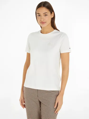 Tommy Hilfiger Embossed Logo Short Sleeve T-Shirt - Ancient White - Female