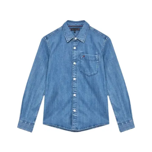 Tommy Hilfiger , Embroidered Denim Shirt ,Blue male, Sizes: