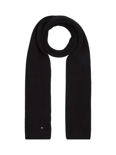Tommy Hilfiger Essential Cashmere and Organic Cotton Blend Rib Knit Scarf - Black - Male