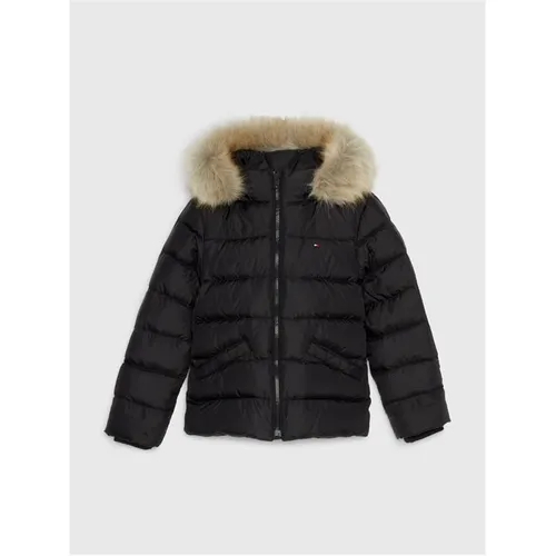 Tommy Hilfiger Essential Down Faux Fur Hood Jacket Junior - Black