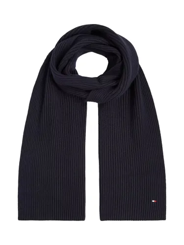 Tommy Hilfiger Essential Flag Knitted Cashmere and Organic Cotton Blend Scarf - Space Blue - Male