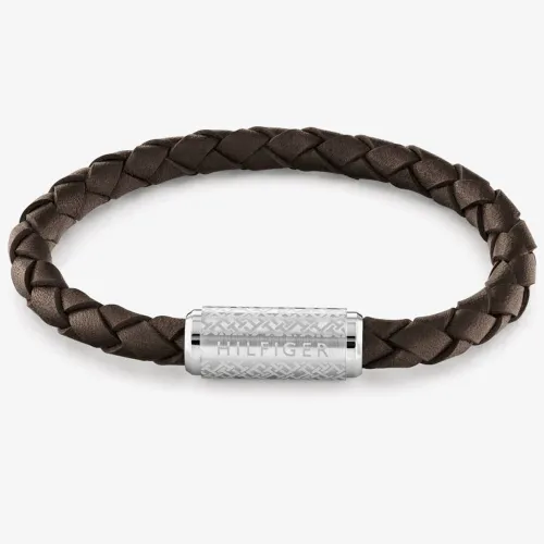 Tommy Hilfiger Exploded Braided Brown Leather Monogram Bracelet 2790478