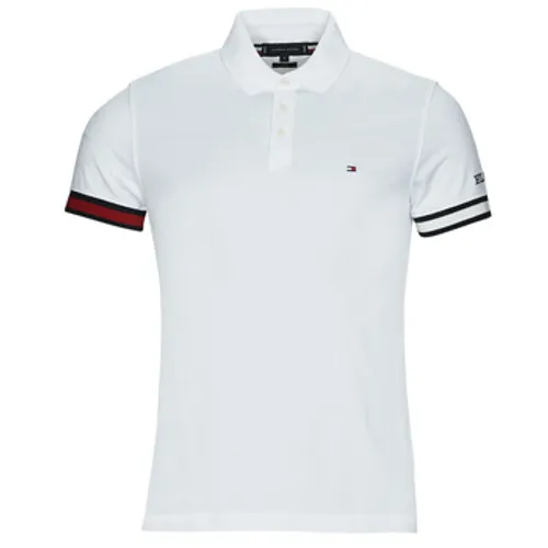 Tommy Hilfiger  FLAG CUFF SLEEVE LOGO SLIM FIT  men's Polo shirt in White