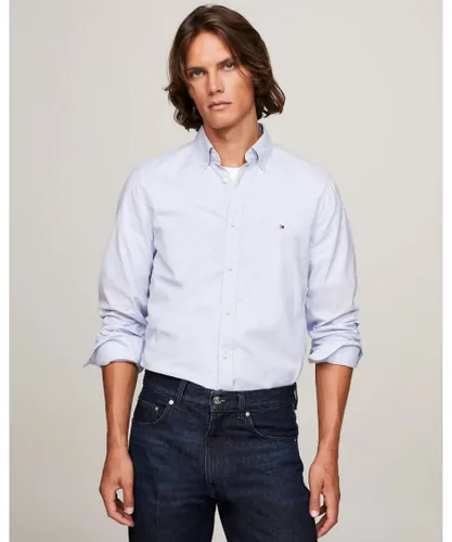 Tommy Hilfiger Flex Mini Print Long Sleeve Mens Slim Shirt - Blue