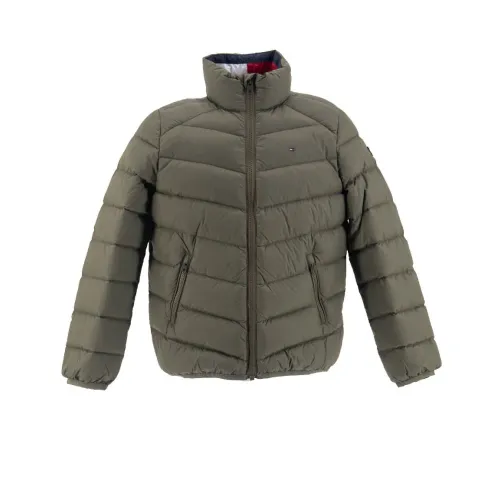 Tommy Hilfiger , Full-zip high-neck down jacket in light down ,Green male, Sizes: