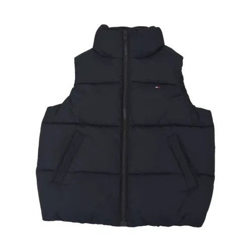 Tommy Hilfiger , Fullzip high neck sleeveless with mini embroidered logo ,Black male, Sizes: