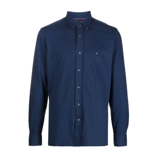 Tommy Hilfiger , Garment dyed pique rf shirt ,Blue male, Sizes: