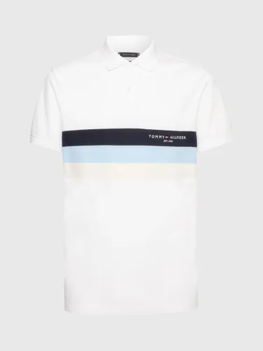 Tommy Hilfiger Geometric Stripe Polo Shirt, White - White - Male