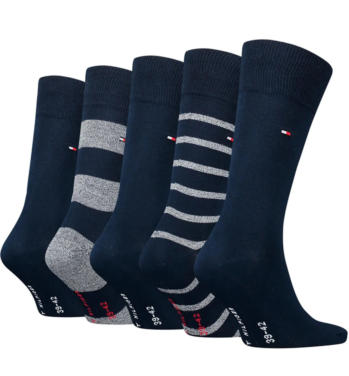 Tommy Hilfiger Giftbox Flag Socks 5-Pack Dark Blue Blue Grey
