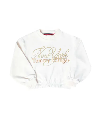 Tommy Hilfiger Girls Girl's New York Script Sweatshirt in White Cotton