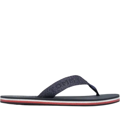 Tommy Hilfiger , Glitter-Enveloped Beach Sandals ,Blue female, Sizes: