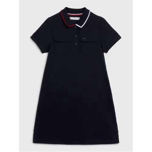 Tommy Hilfiger Global Stripe Short Sleeve Polo Dress Junior - Blue