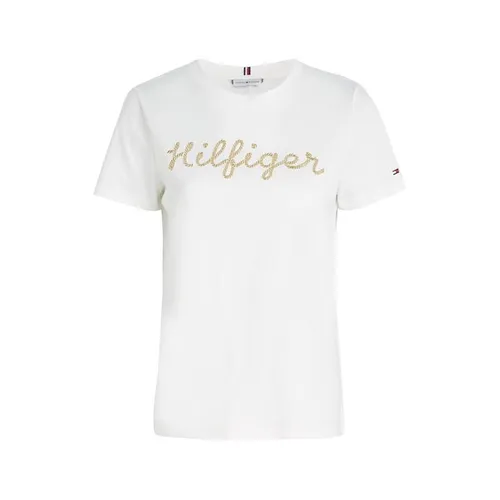 Tommy Hilfiger Gold Crewneck Short Sleeve T Shirt - White