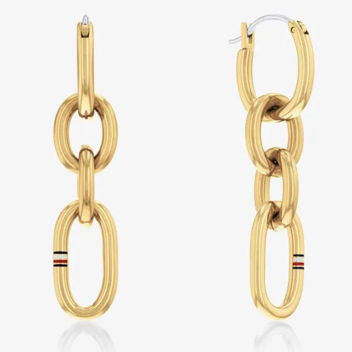 Tommy Hilfiger Gold Plated Contrast Link Chain Dropper Earrings 2780786