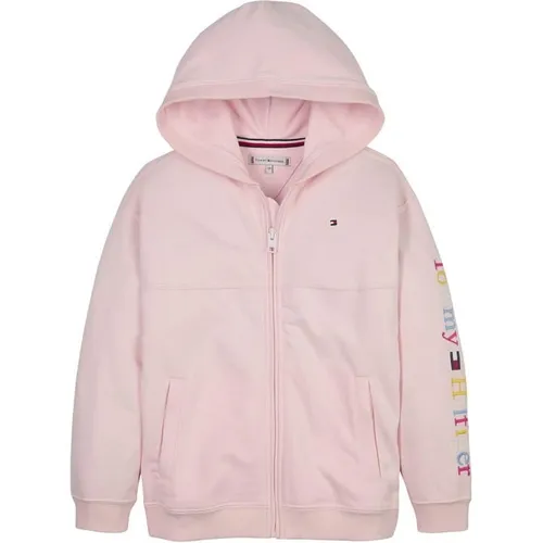 Tommy Hilfiger Graphic Multi Colour Zip Through Hoodie Junior - Pink