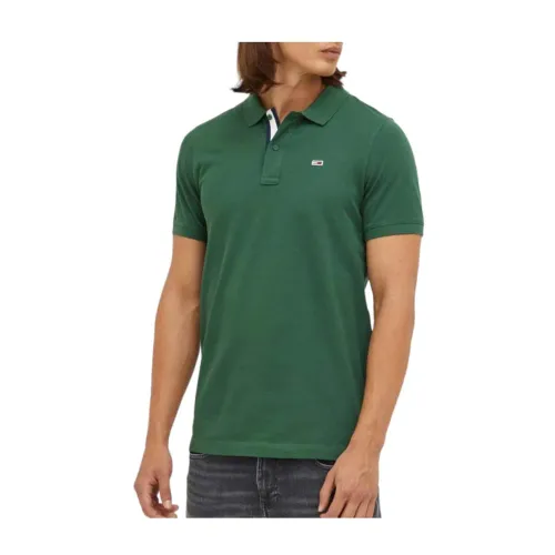 Tommy Hilfiger , Green Slim Placket Polo Shirt ,Green male, Sizes: