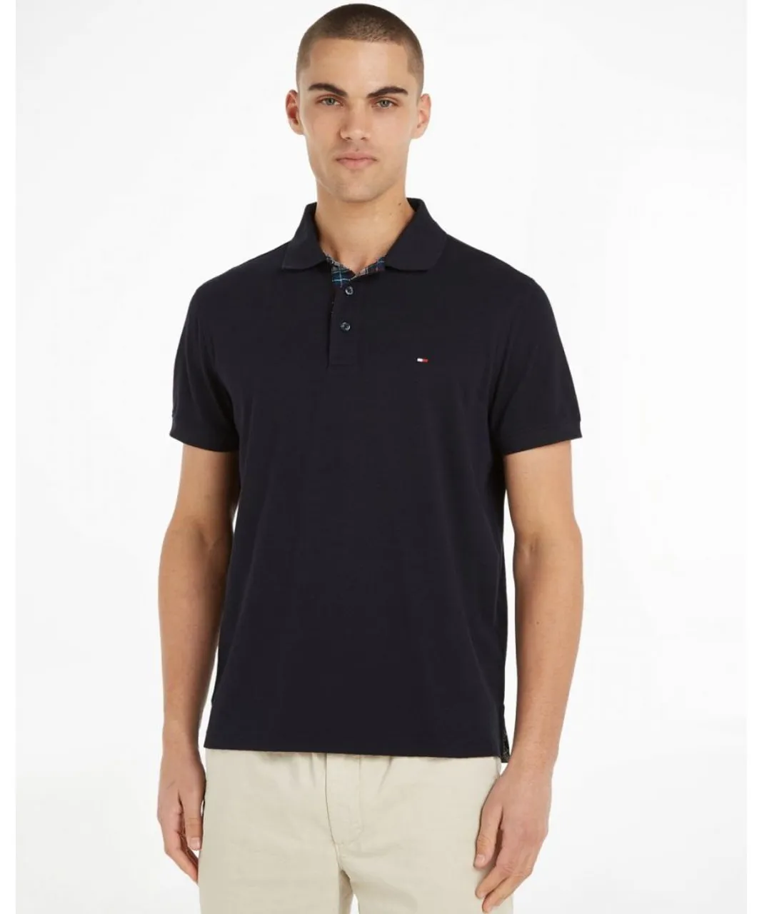 Tommy Hilfiger GS Check Placket Mens Polo - Blue
