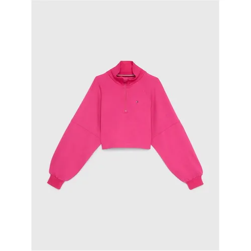 Tommy Hilfiger Half Zip Mock Neck Sweatshirt - Pink