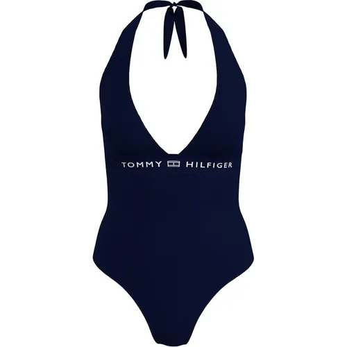 Tommy Hilfiger Halter One Piece Swimsuit - Blue