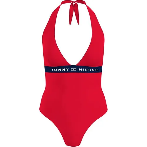 Tommy Hilfiger Halter One Piece Swimsuit - Red