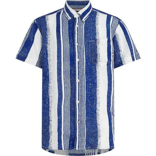 Tommy Hilfiger Hand Painted Stripe Short Sleeve Shirt - Blue