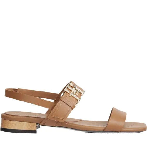 Tommy Hilfiger , hardware flat sandal ,Brown female, Sizes: