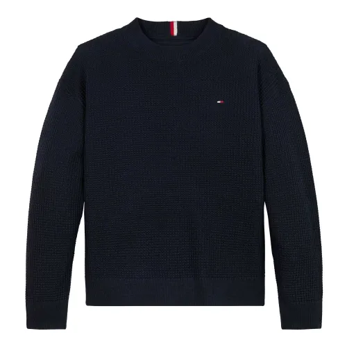 Tommy Hilfiger , Honeycomb Knit Essential Pullover ,Black unisex, Sizes:
