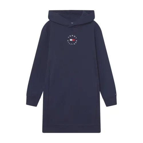 Tommy Hilfiger , Hooded Dress with Front Logo ,Blue female, Sizes: