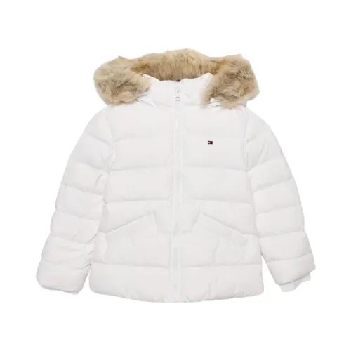 Tommy Hilfiger , Hooded Eco-Fur Puffer Jacket ,White female, Sizes: