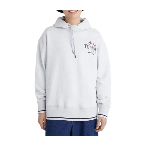 Tommy Hilfiger , Hooded sweatshirts ,Gray male, Sizes: