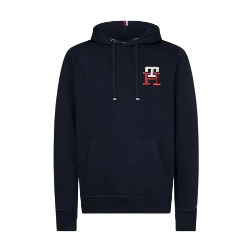 Tommy Hilfiger , Hoodie with brand logo ,Blue male, Sizes:
