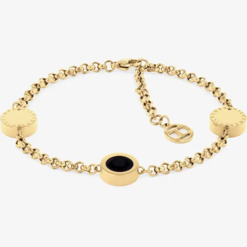 Tommy Hilfiger Iconic Gold Plated Onyx Bracelet 2780659
