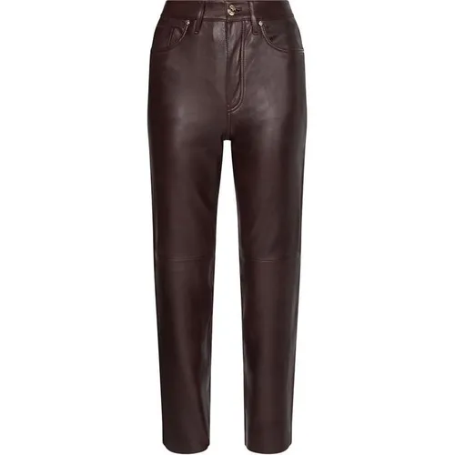 TOMMY HILFIGER Leather Classic Straight Pant - Brown