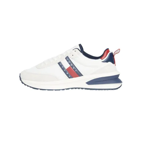 Tommy Hilfiger , Leather Outsole Runner Sneakers ,White male, Sizes: