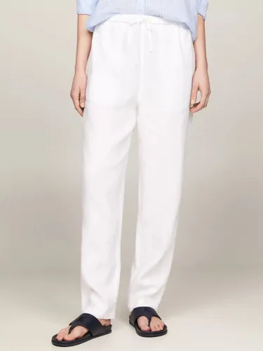 Tommy Hilfiger Linen Blend Drawstring Trousers, Optic White - Optic White - Female
