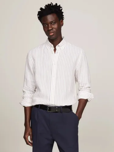 Tommy Hilfiger Linen Stripe Shirt - Beige/Optic White - Male