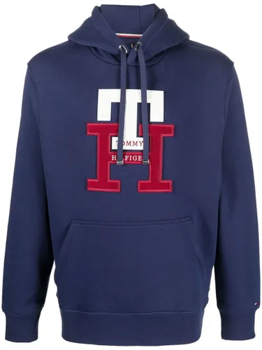 Tommy Hilfiger logo-appliqué cotton-blend hoodie - Blue