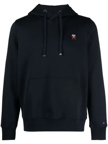 Tommy Hilfiger logo-embroidered cotton-blend hoodie - Blue