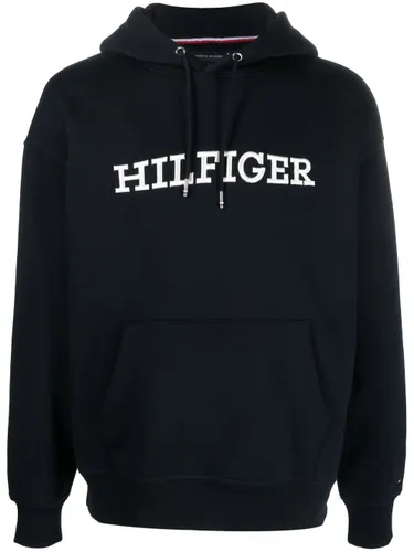 Tommy Hilfiger logo-embroidered drawstring hoodie - Blue