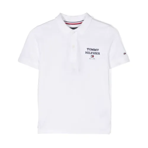 Tommy Hilfiger , Logo Embroidered Polo Shirt in White ,White male, Sizes: